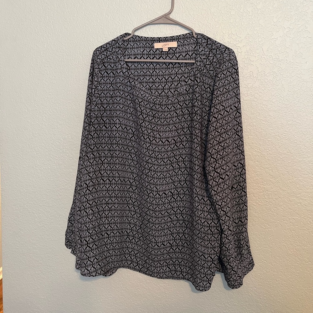 Loft blue and black patterned blouse